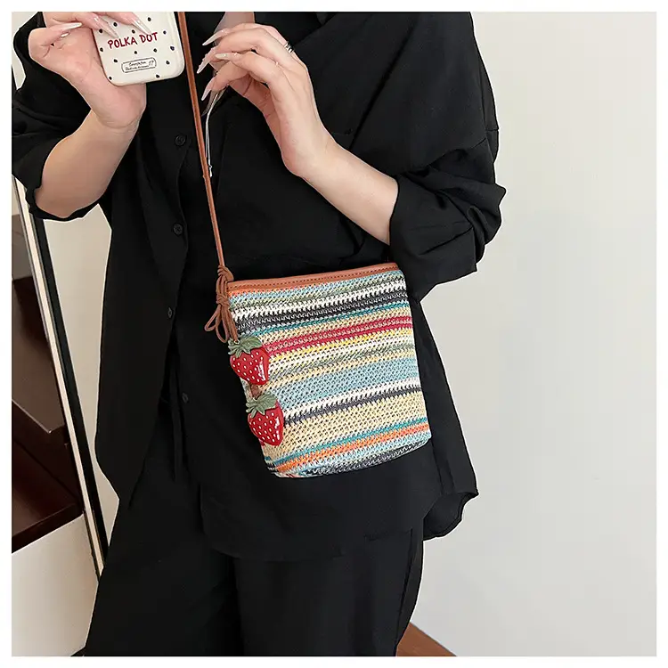 Retro Rainbow Woven Shoulder Bag for Women — feature 24