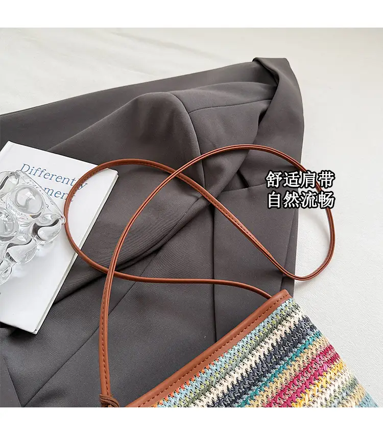 Retro Rainbow Woven Shoulder Bag for Women — feature 9