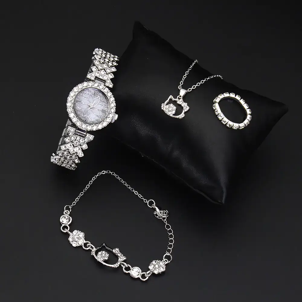 Women's Diamond Crown Wristwatch Set Jewelry Set — feature 5