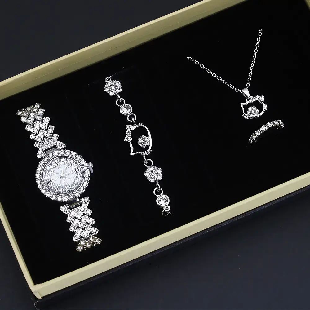 Women's Diamond Crown Wristwatch Set Jewelry Set — feature 9
