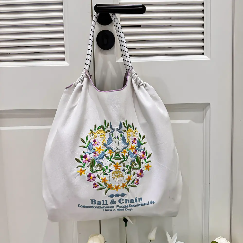 Cross-Border Embroidered Leather Tote Bag Large Capacity Women's Fashionable Bag — feature 9