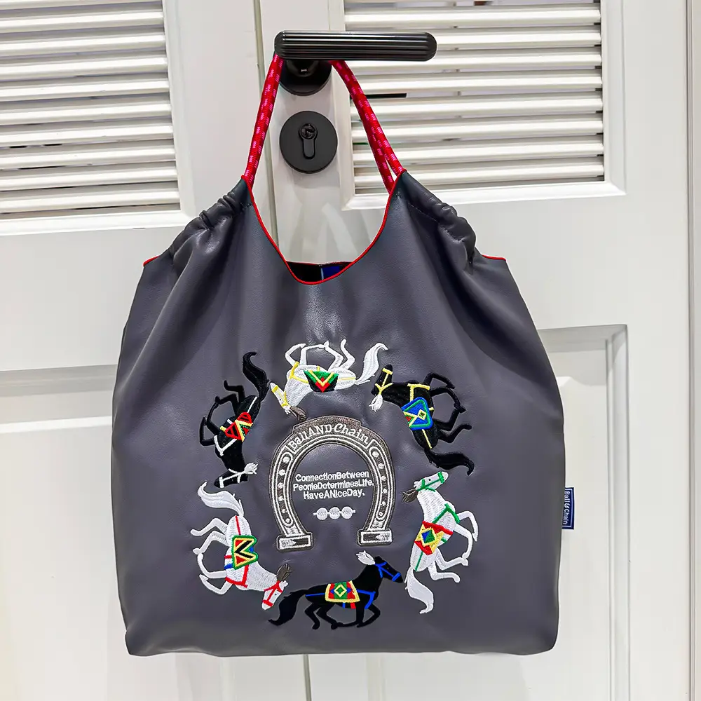 Cross-Border Embroidered Leather Tote Bag Large Capacity Women's Fashionable Bag