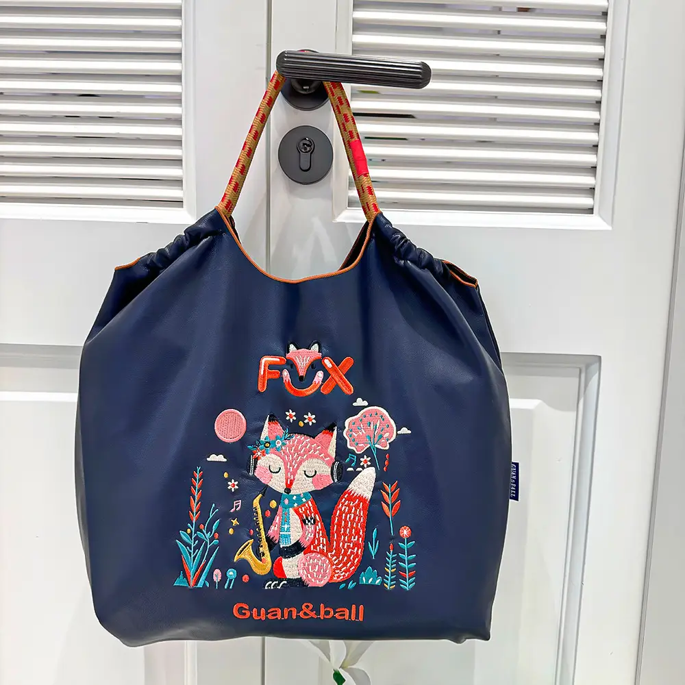 Cross-Border Embroidered Leather Tote Bag Large Capacity Women's Fashionable Bag