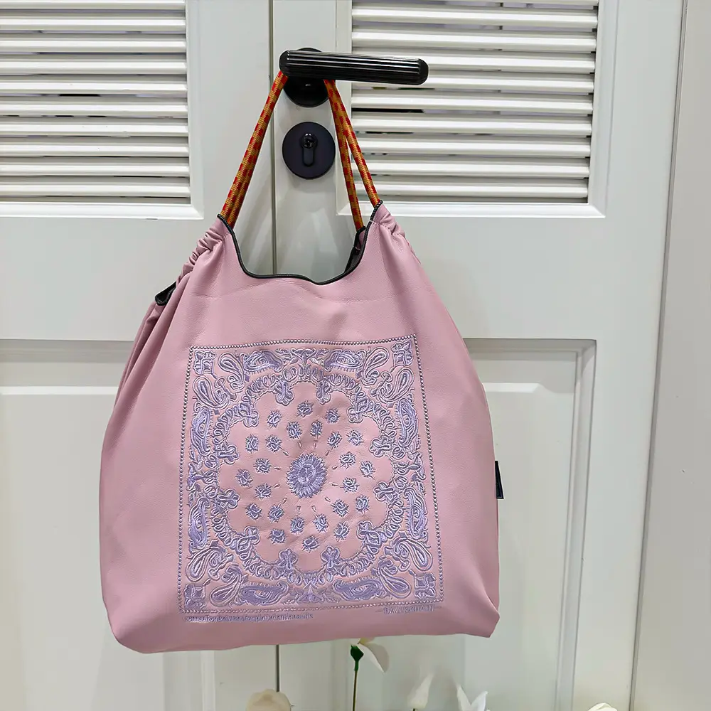 Cross-Border Embroidered Leather Tote Bag Large Capacity Women's Fashionable Bag