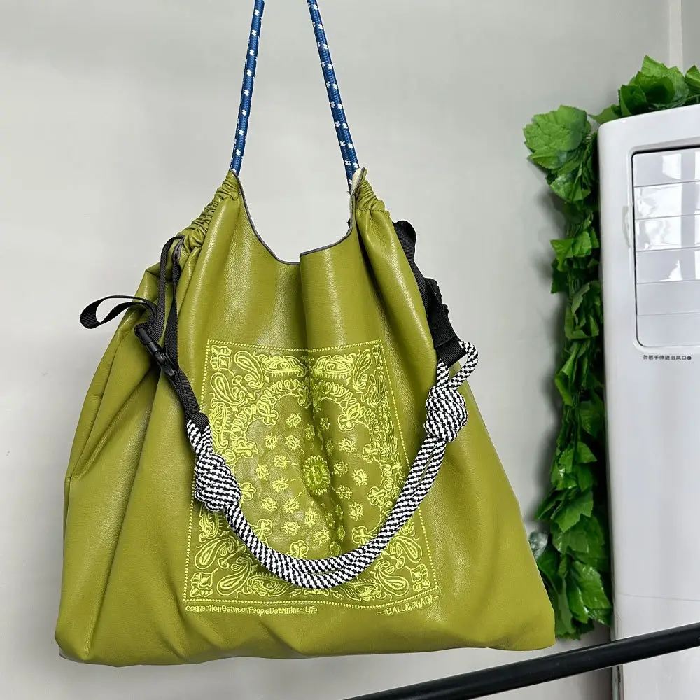 Cross-Border Embroidered Leather Tote Bag Large Capacity Women's Fashionable Bag