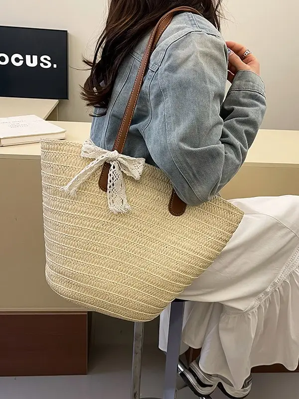 Straw Armpit Bag for Women Large Capacity Beach Travel