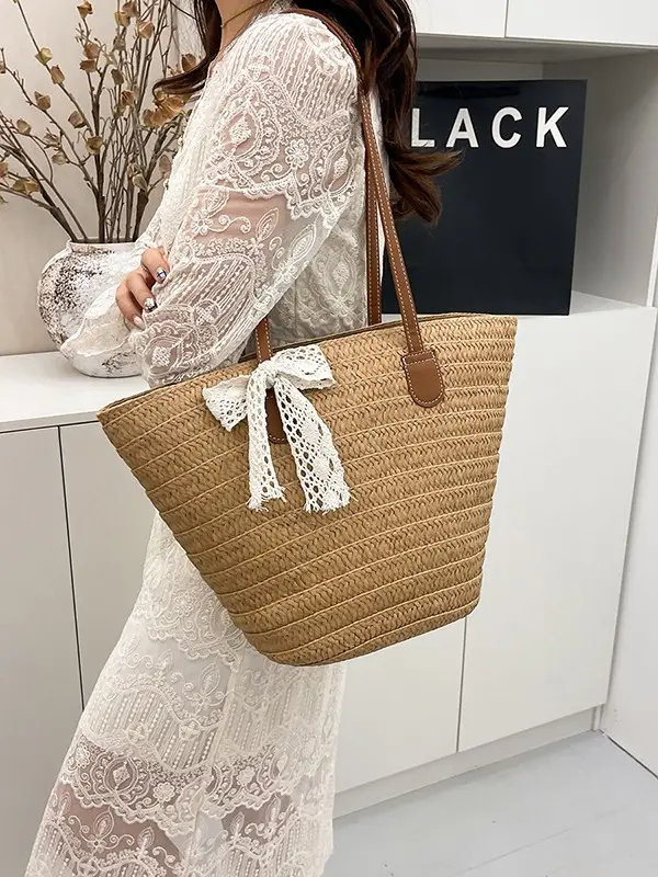 Straw Armpit Bag for Women Large Capacity Beach Travel