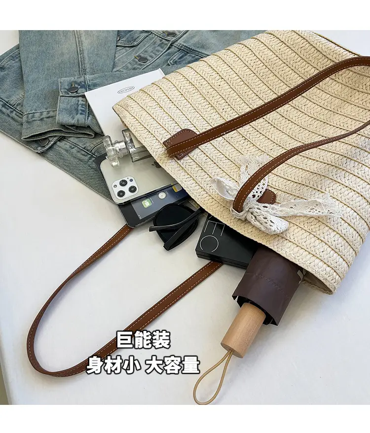 Straw Armpit Bag for Women Large Capacity Beach Travel — feature 10