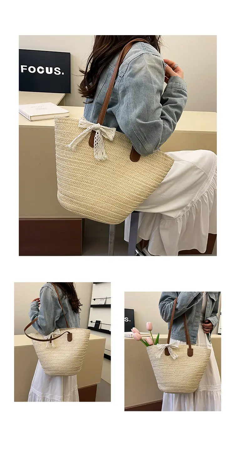 Straw Armpit Bag for Women Large Capacity Beach Travel — feature 12