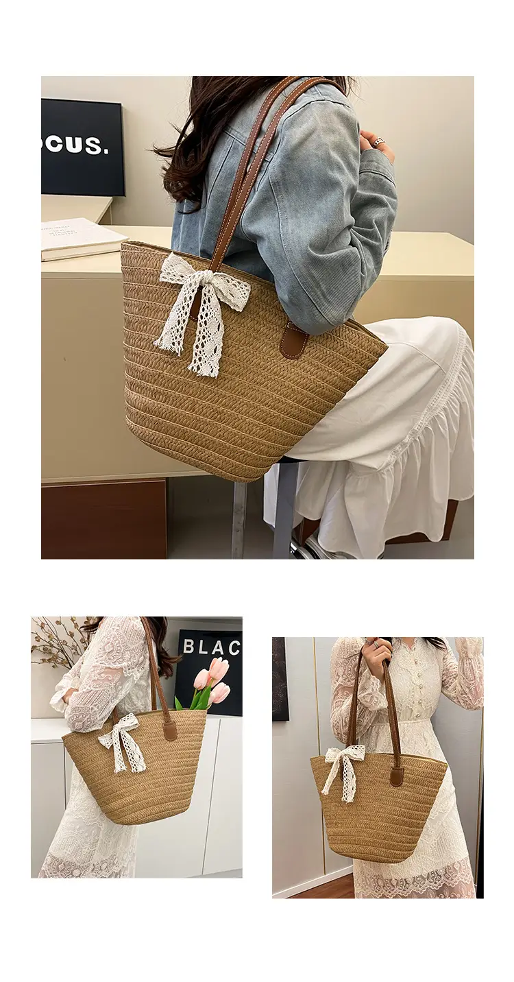 Straw Armpit Bag for Women Large Capacity Beach Travel — feature 13