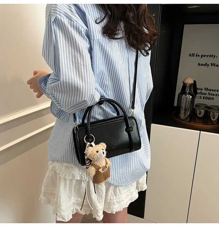 Cute Girl's Square Bag with Teddy Bear Keychain — feature 16