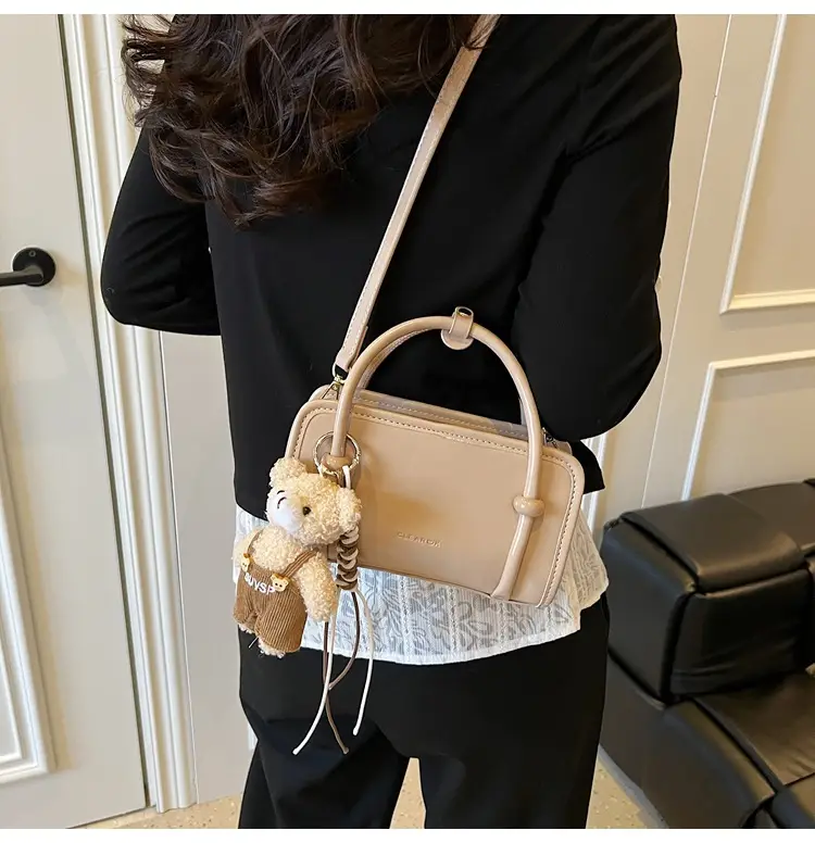 Cute Girl's Square Bag with Teddy Bear Keychain — feature 18