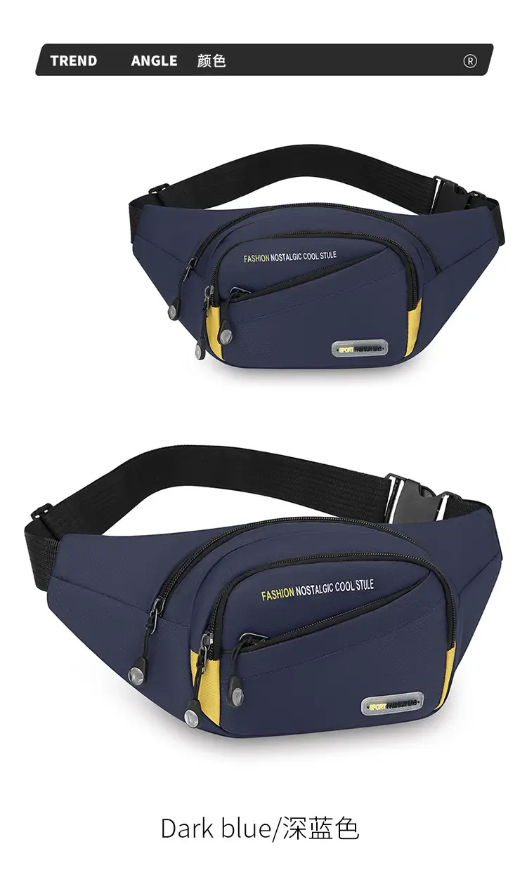 Men's Oxford Cloth Waist Bag Large Capacity Multi-Layer Crossbody — feature 10