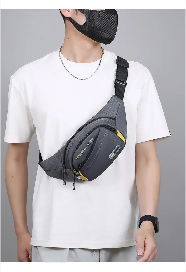Men's Oxford Cloth Waist Bag Large Capacity Multi-Layer Crossbody — feature 24