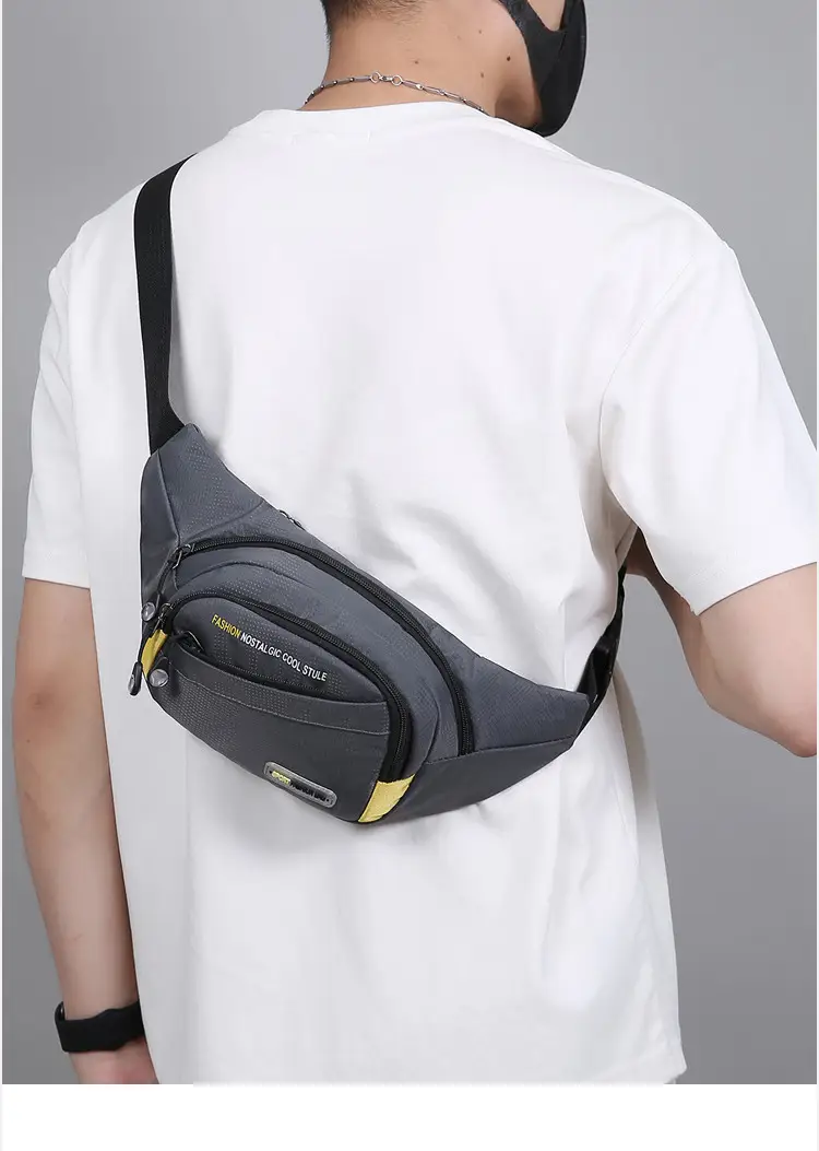Men's Oxford Cloth Waist Bag Large Capacity Multi-Layer Crossbody — feature 25