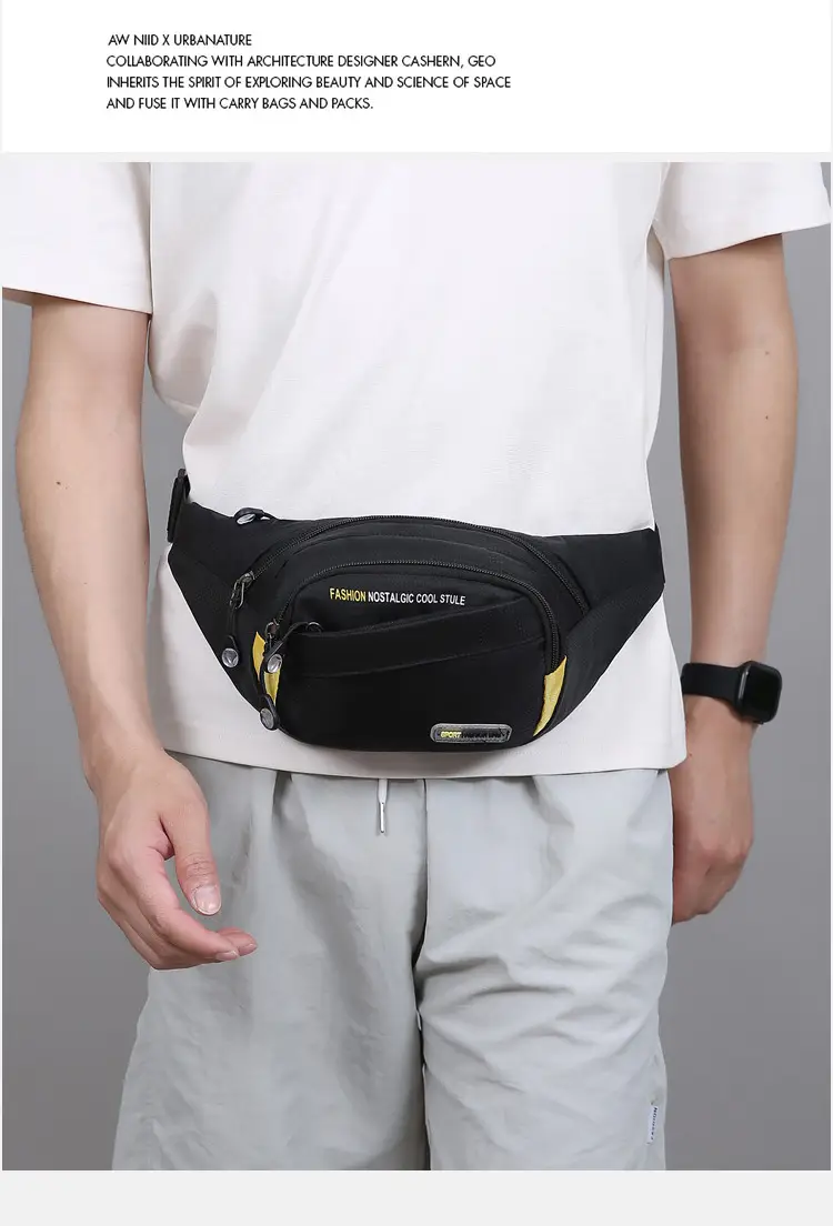 Men's Oxford Cloth Waist Bag Large Capacity Multi-Layer Crossbody — feature 26