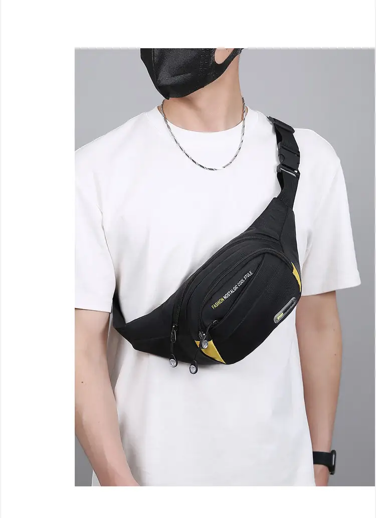 Men's Oxford Cloth Waist Bag Large Capacity Multi-Layer Crossbody — feature 28