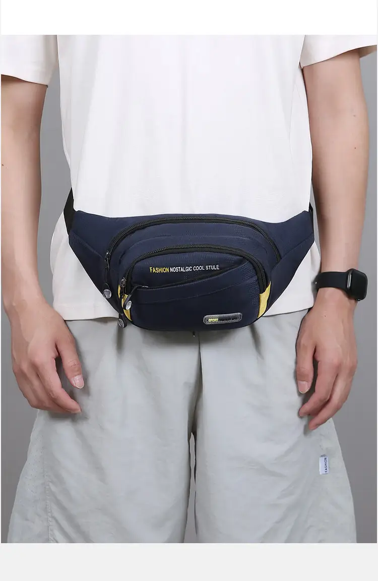Men's Oxford Cloth Waist Bag Large Capacity Multi-Layer Crossbody — feature 29
