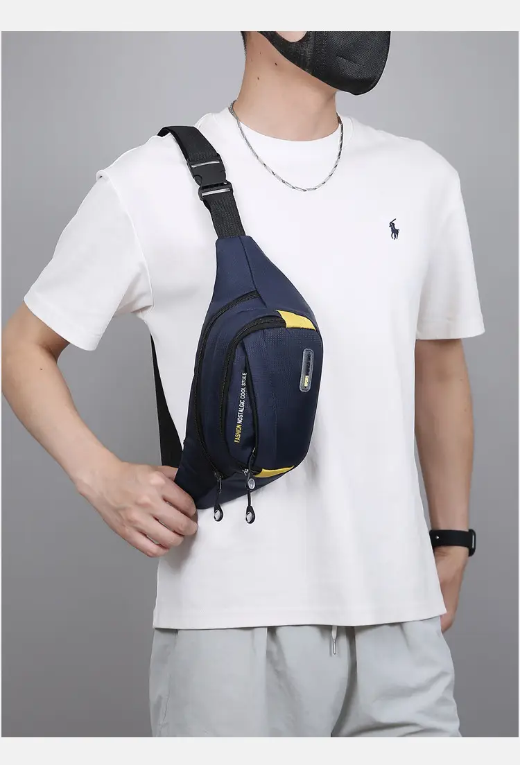 Men's Oxford Cloth Waist Bag Large Capacity Multi-Layer Crossbody — feature 30