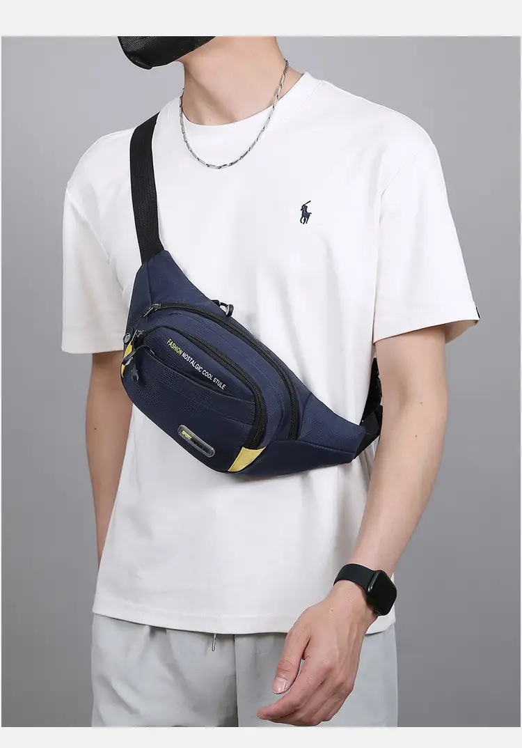 Men's Oxford Cloth Waist Bag Large Capacity Multi-Layer Crossbody — feature 31