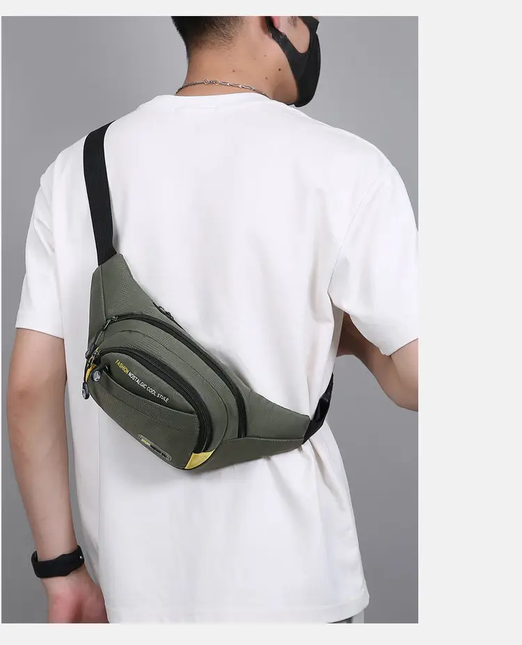 Men's Oxford Cloth Waist Bag Large Capacity Multi-Layer Crossbody — feature 34