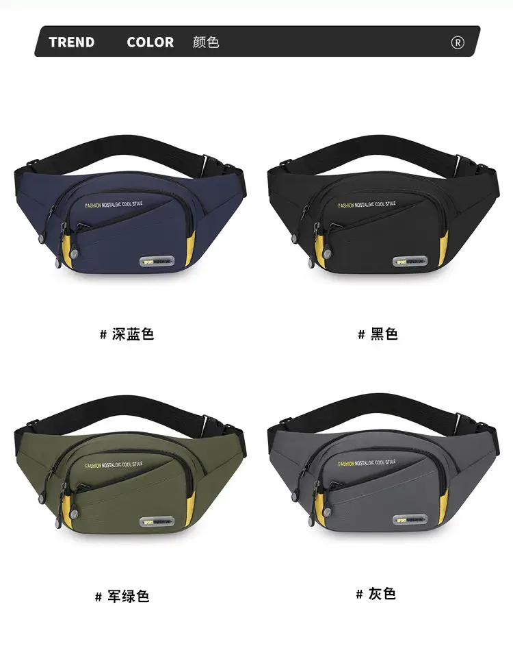 Men's Oxford Cloth Waist Bag Large Capacity Multi-Layer Crossbody — feature 6