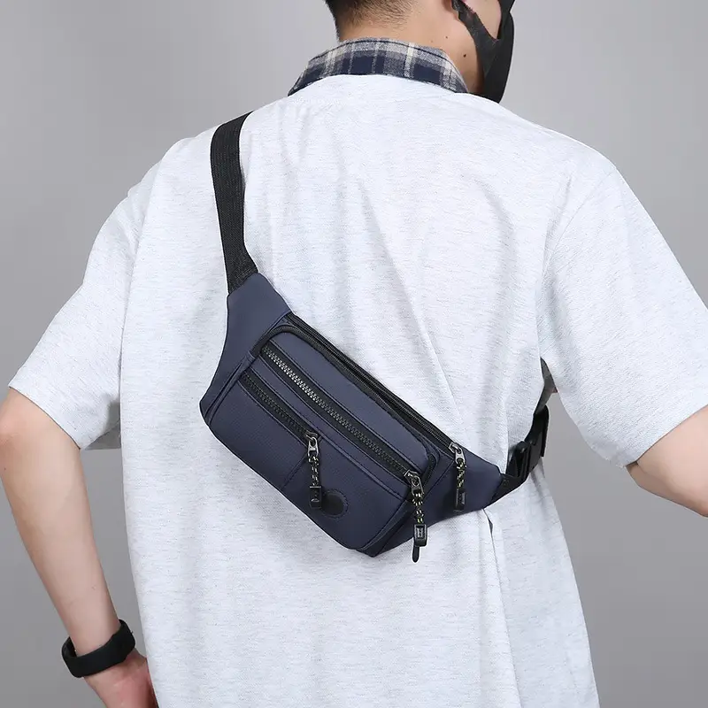 Men's Multi-Color Waist Bag with Zippered Pockets - Image 8