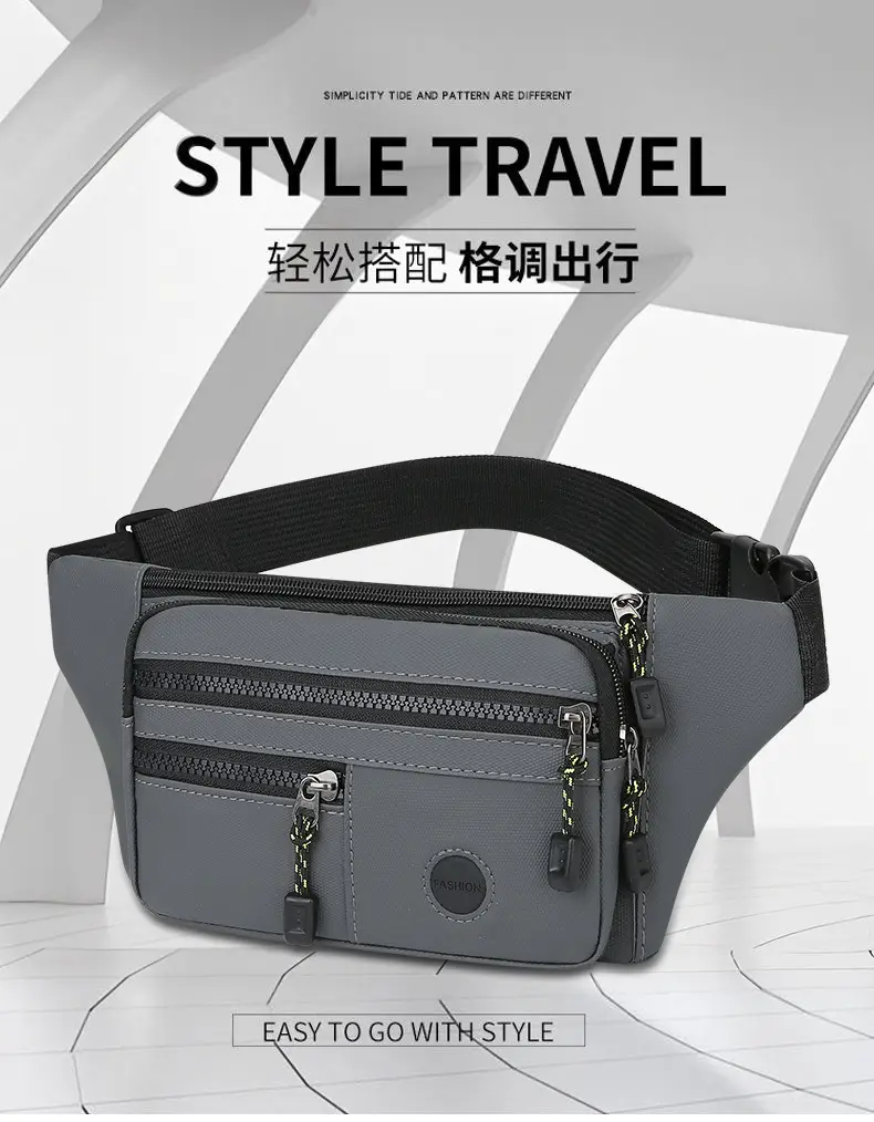 Men's Multi-Color Waist Bag with Zippered Pockets — feature 1