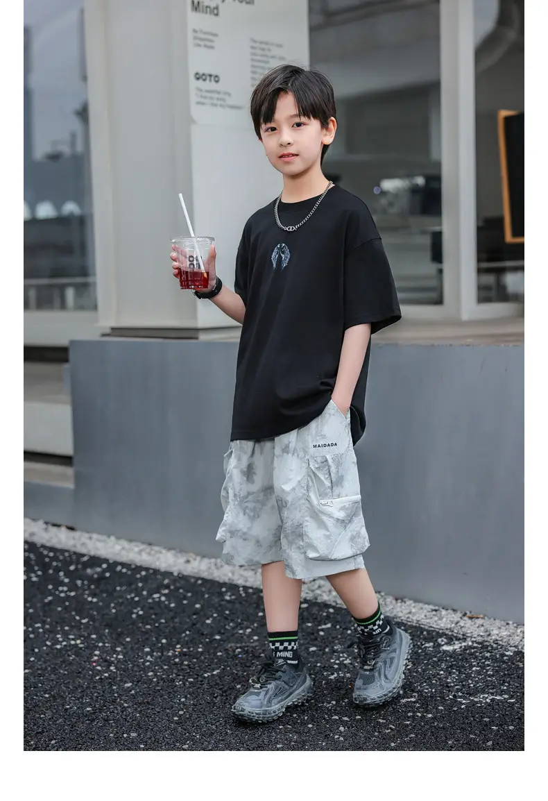 Luminous Angel Wings Kids T-Shirt Hot Diamond Short Sleeve — feature 26