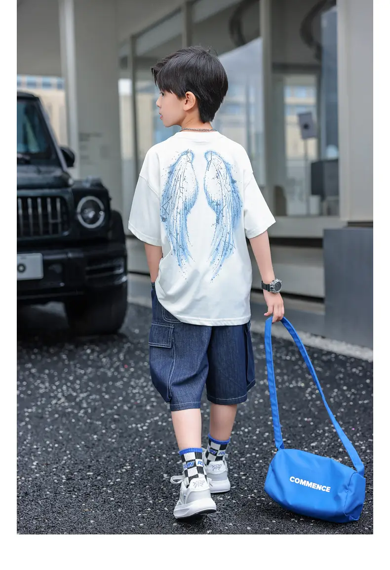 Luminous Angel Wings Kids T-Shirt Hot Diamond Short Sleeve — feature 31