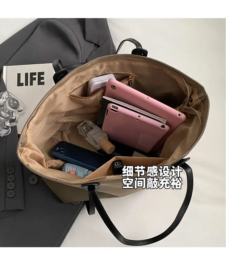 Women's Large Capacity Oxford Cloth Tote Bag Brown — feature 6