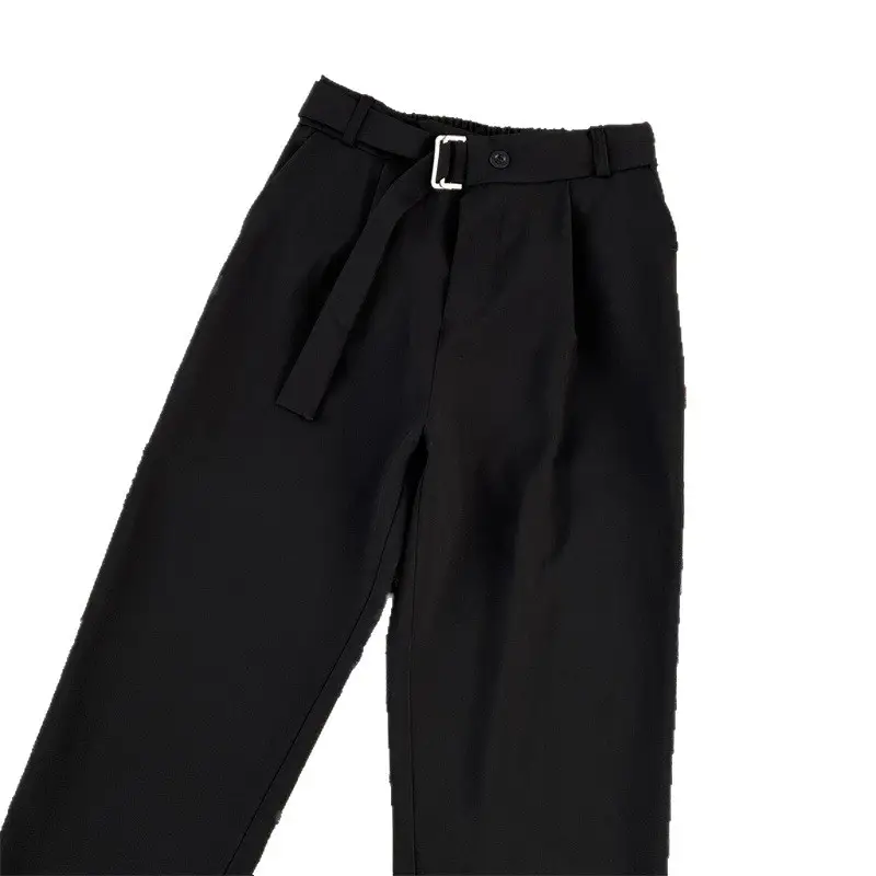 Black Wide Leg Straight Leg Pants for Men - Image 6