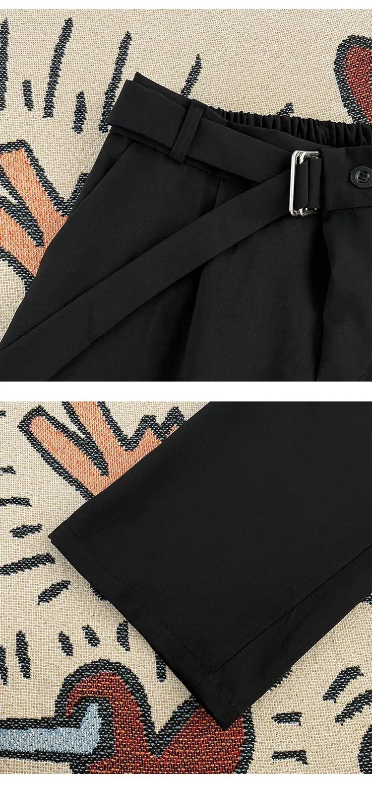 Black Wide Leg Straight Leg Pants for Men — feature 3