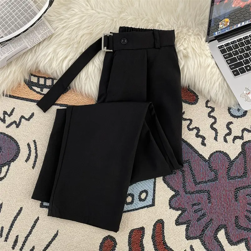Black Wide Leg Straight Leg Pants for Men — feature 8