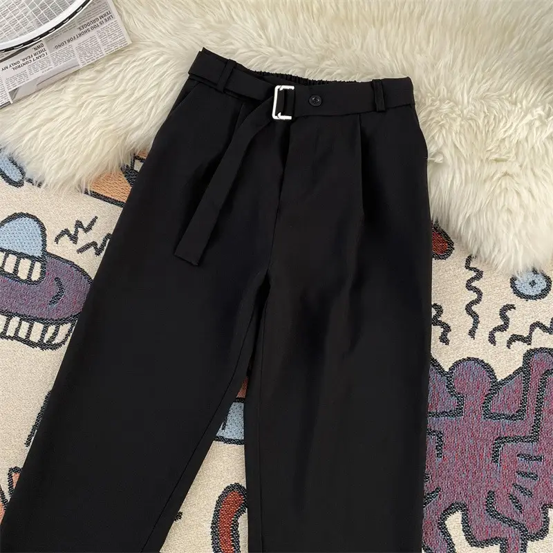 Black Wide Leg Straight Leg Pants for Men — feature 9