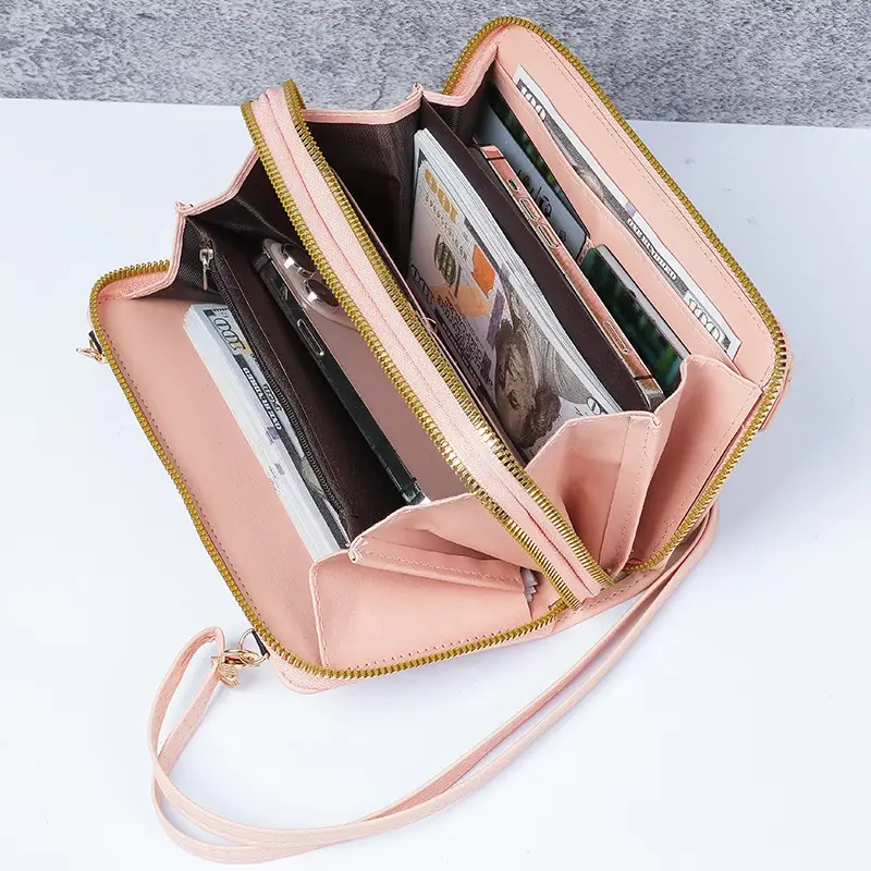 Korean Style Black Crossbody Phone Bag with Double Zip - Image 8