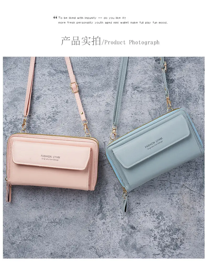 Korean Style Black Crossbody Phone Bag with Double Zip — feature 10