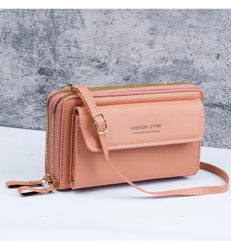 Korean Style Black Crossbody Phone Bag with Double Zip — feature 12