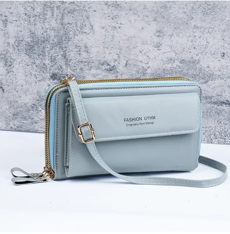 Korean Style Black Crossbody Phone Bag with Double Zip — feature 13