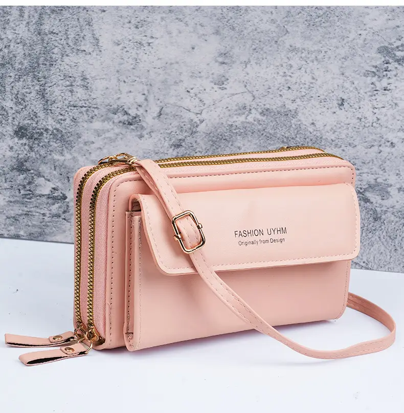 Korean Style Black Crossbody Phone Bag with Double Zip — feature 16