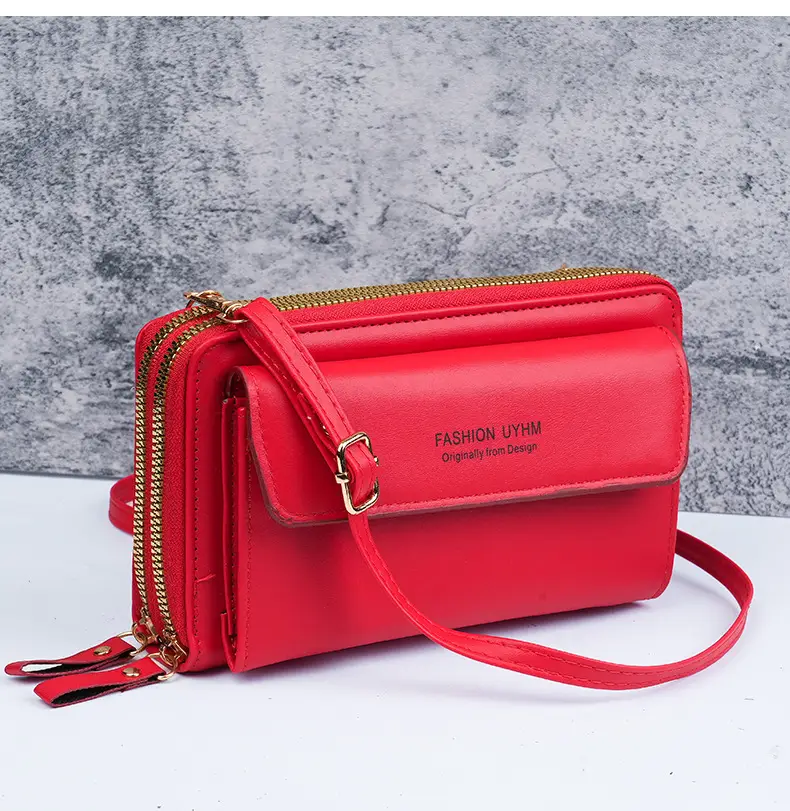Korean Style Black Crossbody Phone Bag with Double Zip — feature 17