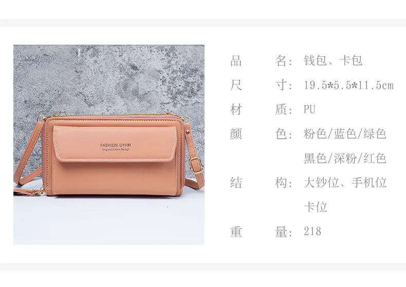 Korean Style Black Crossbody Phone Bag with Double Zip — feature 2