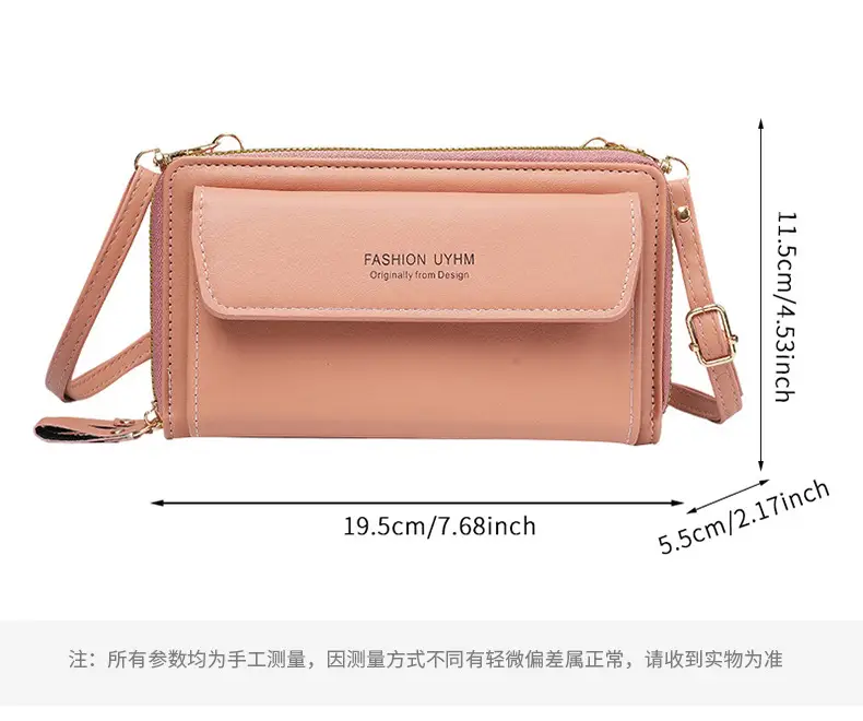 Korean Style Black Crossbody Phone Bag with Double Zip — feature 3