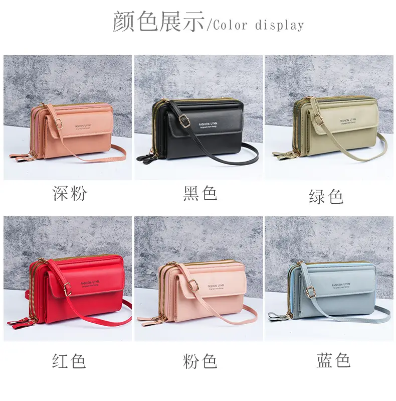Korean Style Black Crossbody Phone Bag with Double Zip — feature 4
