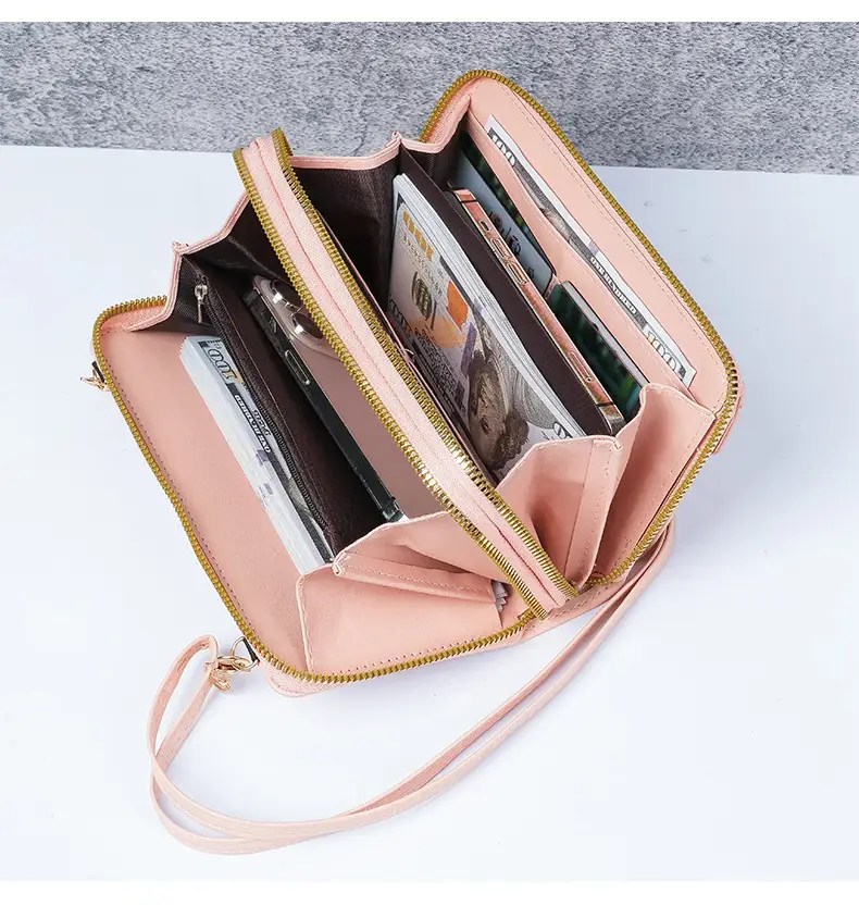 Korean Style Black Crossbody Phone Bag with Double Zip — feature 6