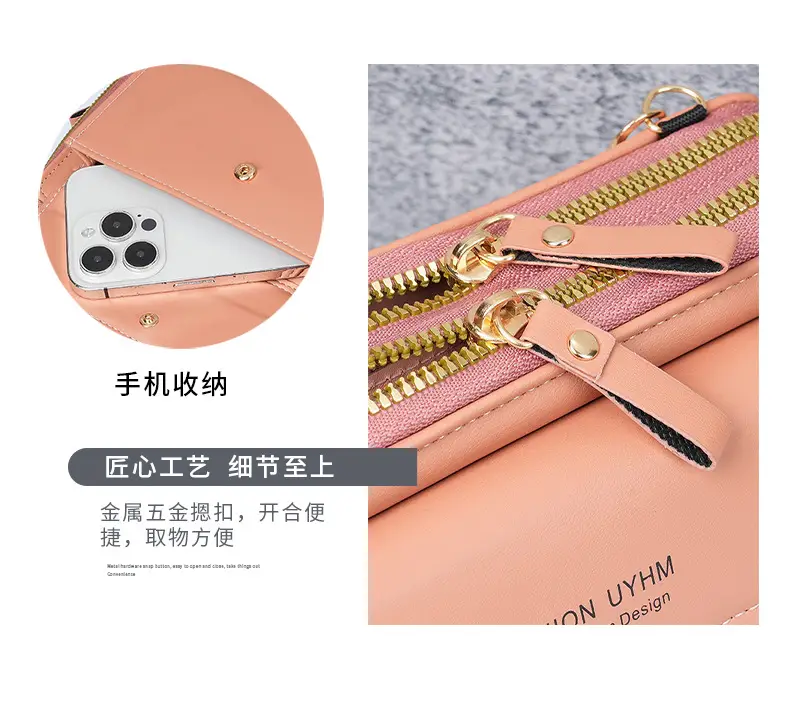 Korean Style Black Crossbody Phone Bag with Double Zip — feature 8