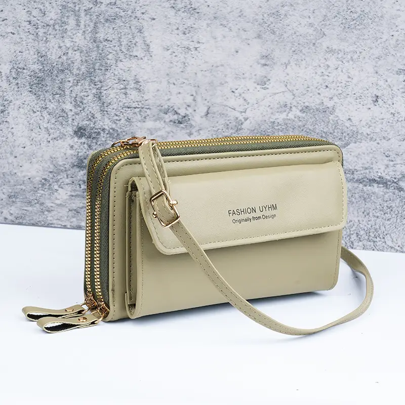 Korean Style Black Crossbody Phone Bag with Double Zip - Image 6