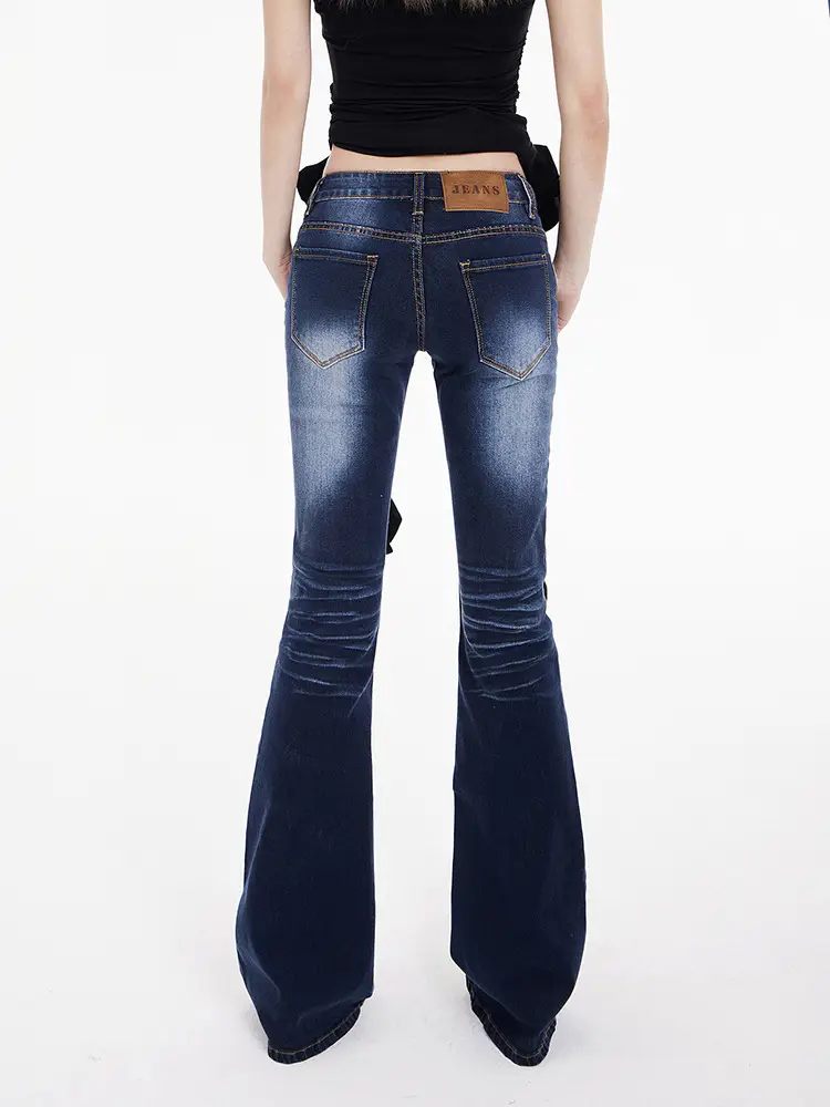 Hot Girl Dark Blue Bootcut Jeans for Women
