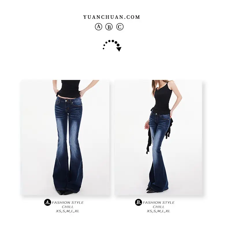 Hot Girl Dark Blue Bootcut Jeans for Women — feature 3