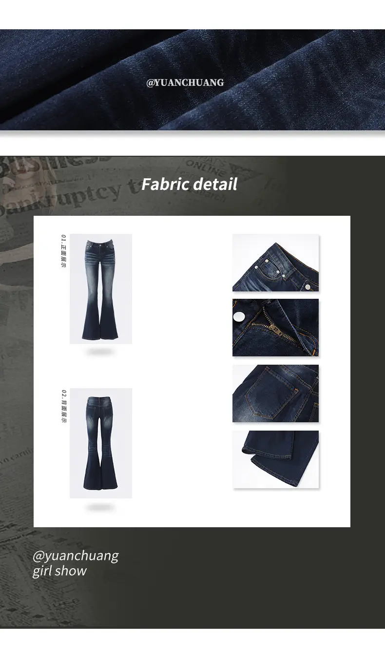 Hot Girl Dark Blue Bootcut Jeans for Women — feature 5